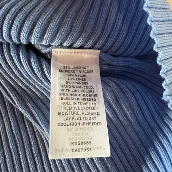 Nordstrom Ribbed Knit Half-Sleeve Top in Blue | S | Minimalist Classiccore NWT - Picture 5 of 6